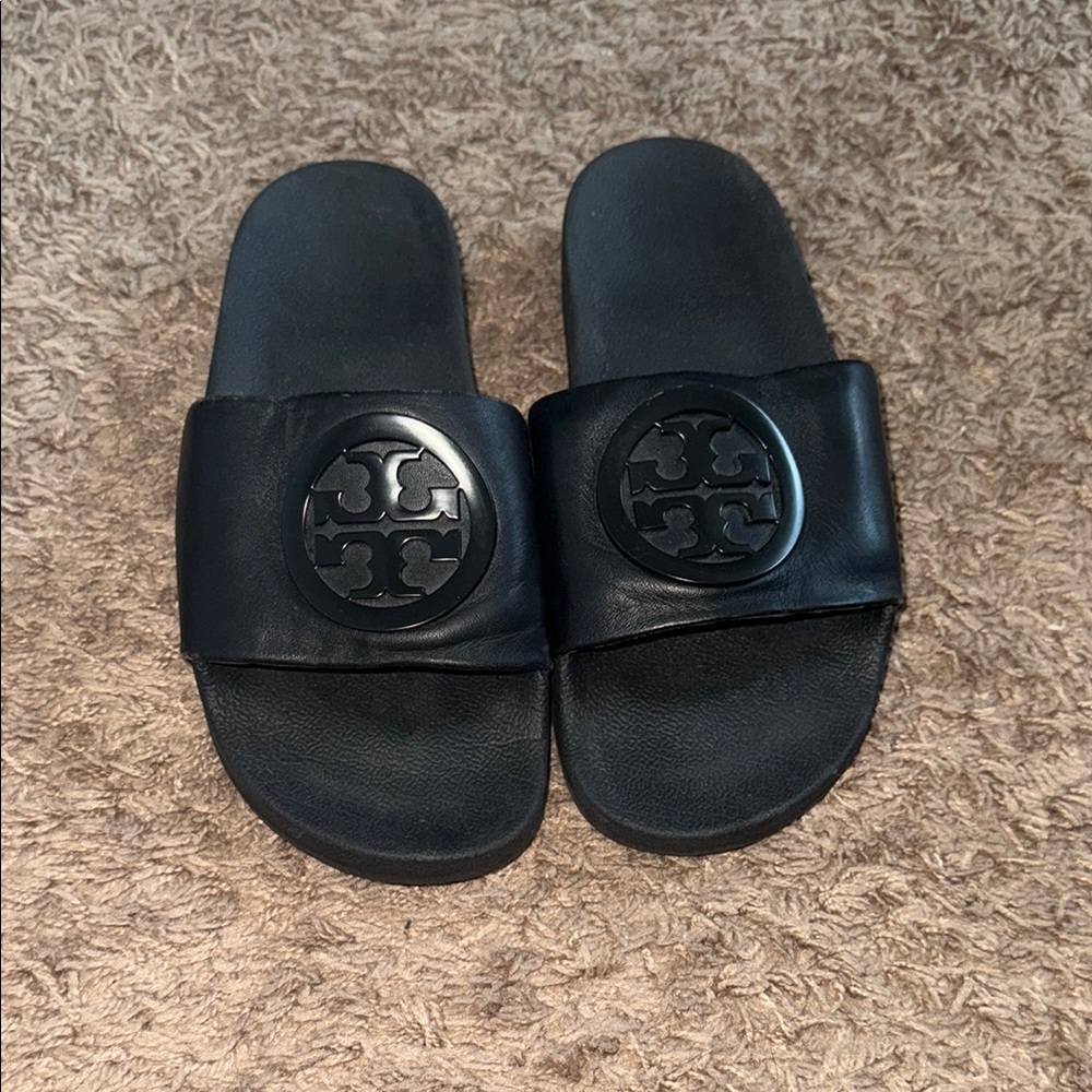 Tory Burch Black Logo Slide Sandals